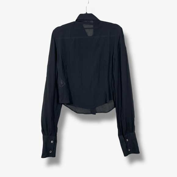 Ann Demeulemeester Button Down Blouse Women 40 Silk Sheer Cropped Designer - Picture 4 of 7